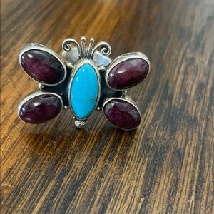 Silver and Turquoise Butterfly Ring
